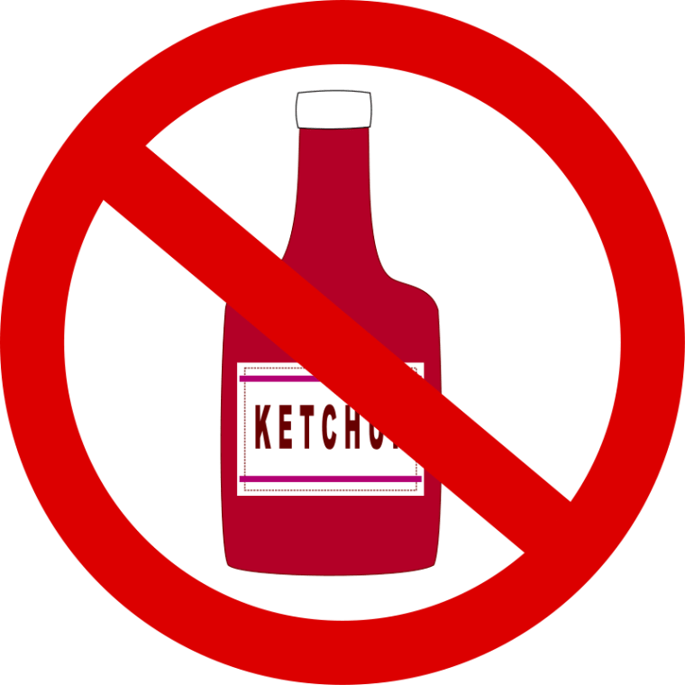 Chicago Hot Dog no ketchup sign