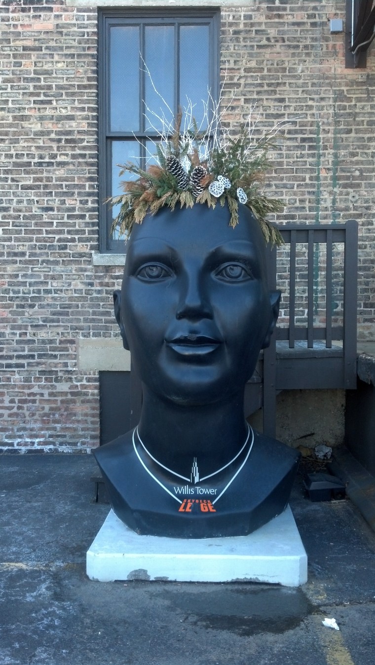 Statue Face Man with planter